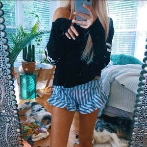 H&M Boxy Varsity Top Black + White